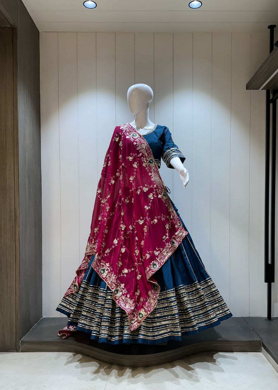 Chandrakala – Premium Roman Silk Chaniya Choli with Heavy Vintage Dupatta