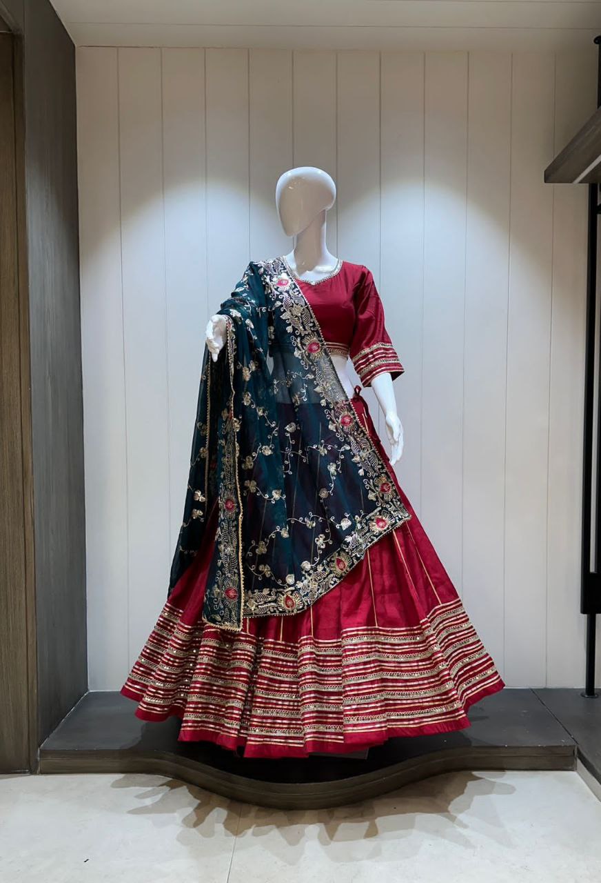 Chandrakala – Premium Roman Silk Chaniya Choli with Heavy Vintage Dupatta