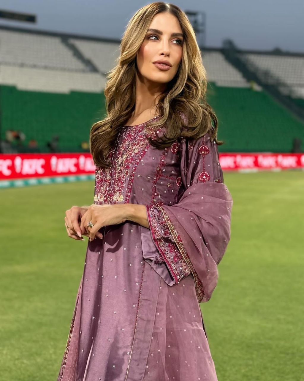 Chinon Silk Embroidered Sharara Set with Dupatta | Partywear 3-Piece Suit | Ready to Wear