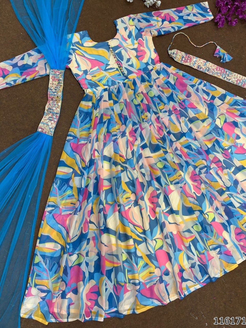 Designer Alpa Patel Party Wear Faux Georgette Printed Gown with Dupatta
