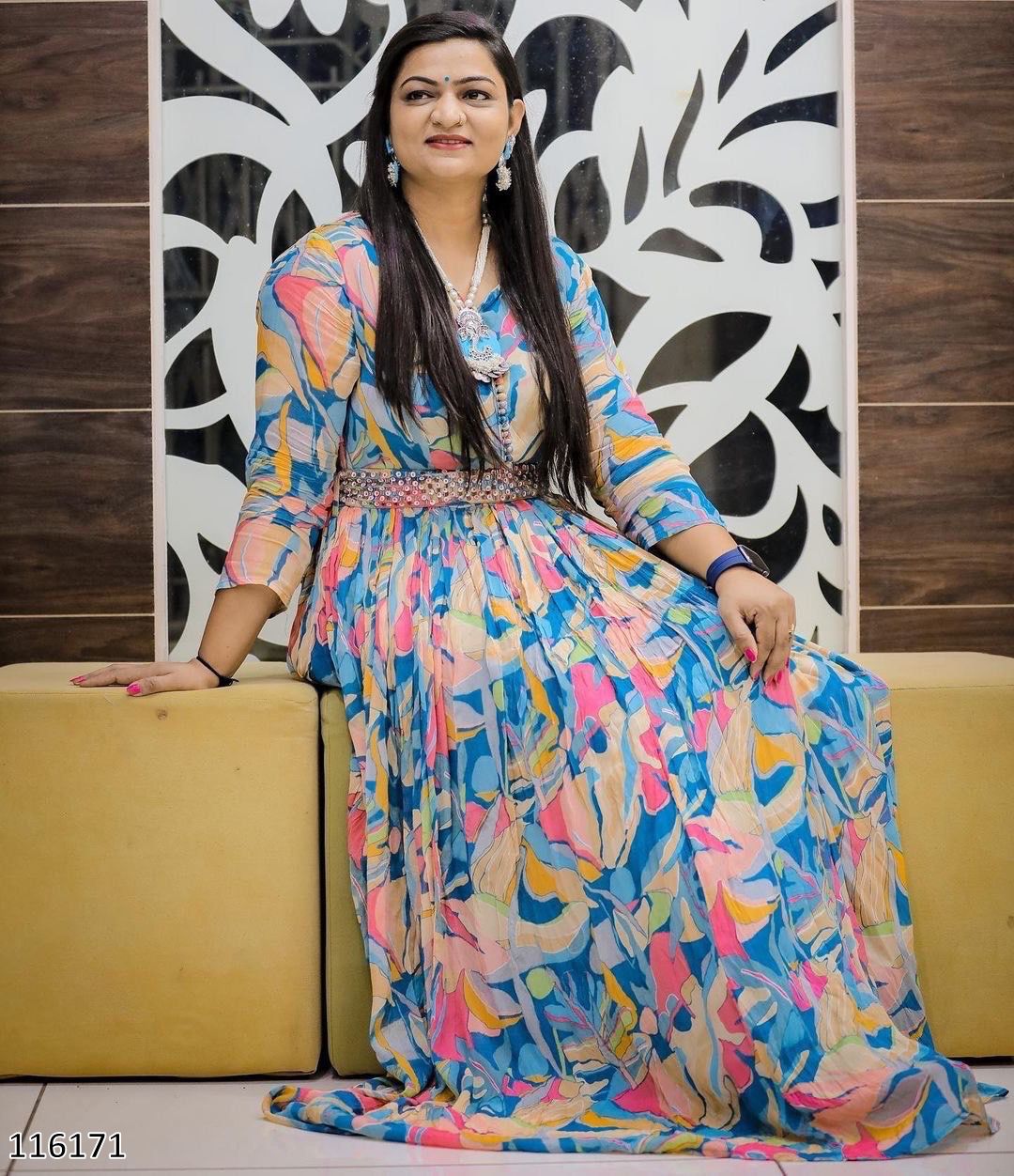 Designer Alpa Patel Party Wear Faux Georgette Printed Gown with Dupatta