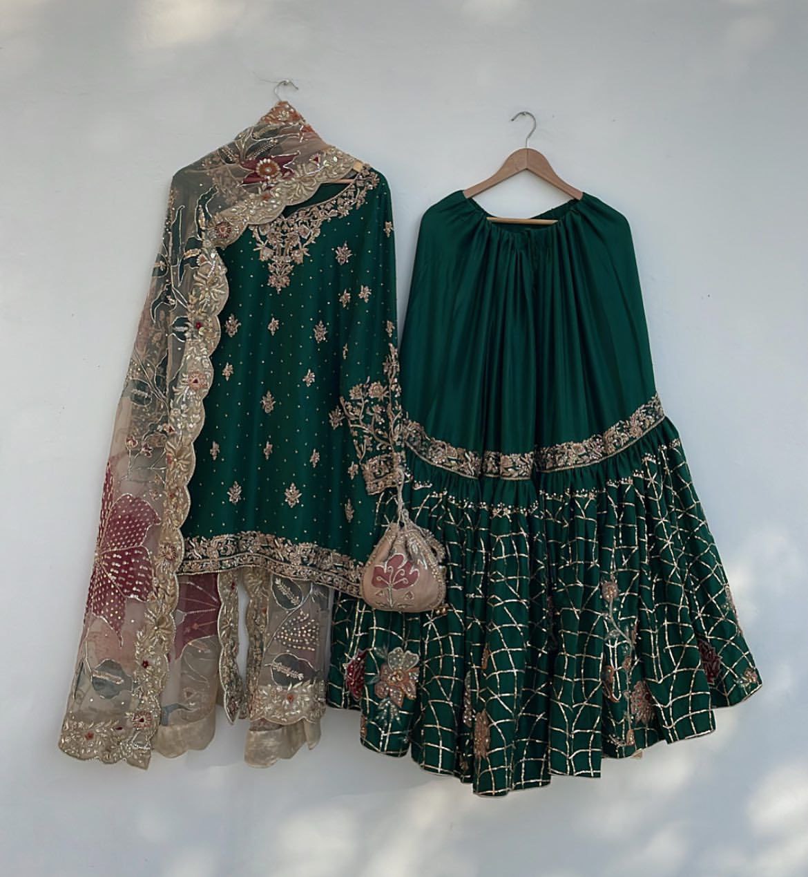 Designer Chinon Sharara Suit Set with Sequins Embroidery & Organza Dupatta Fully Stitched