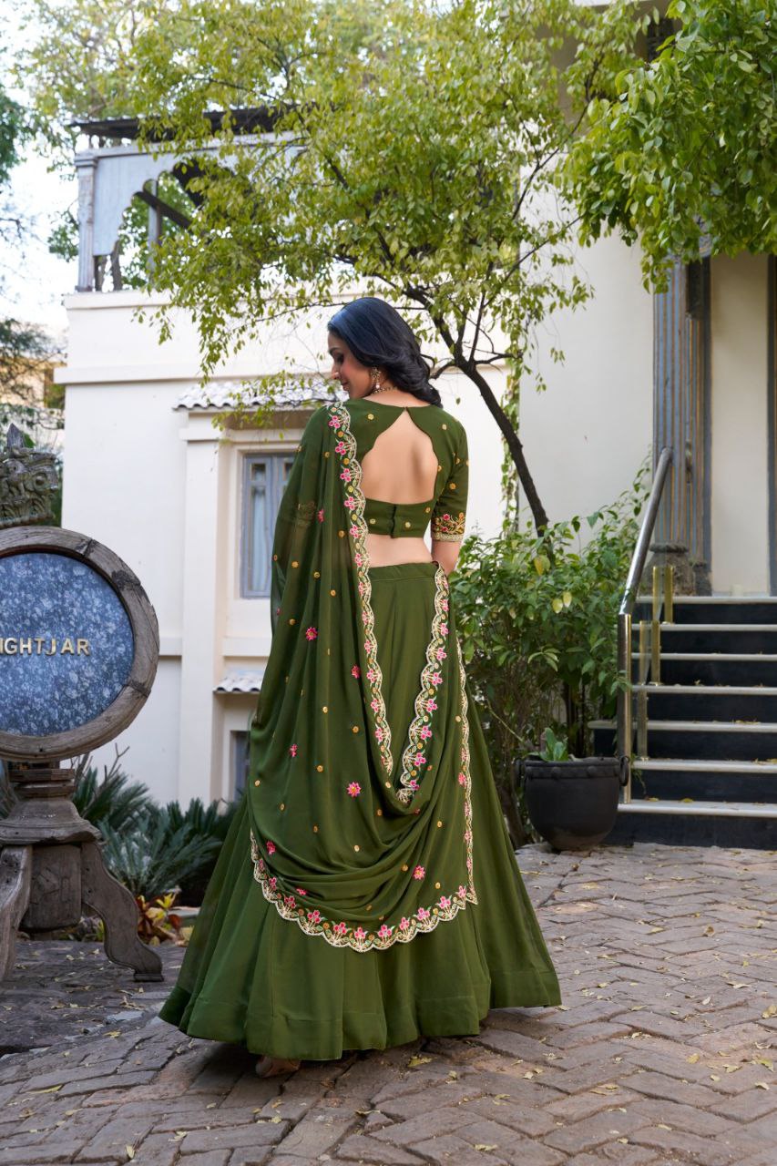 Designer Crop Top with Jacket and Lehenga Set
