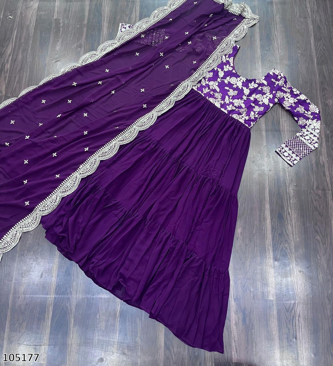 Designer Faux Blooming Gown with Sequins Embroidered Dupatta