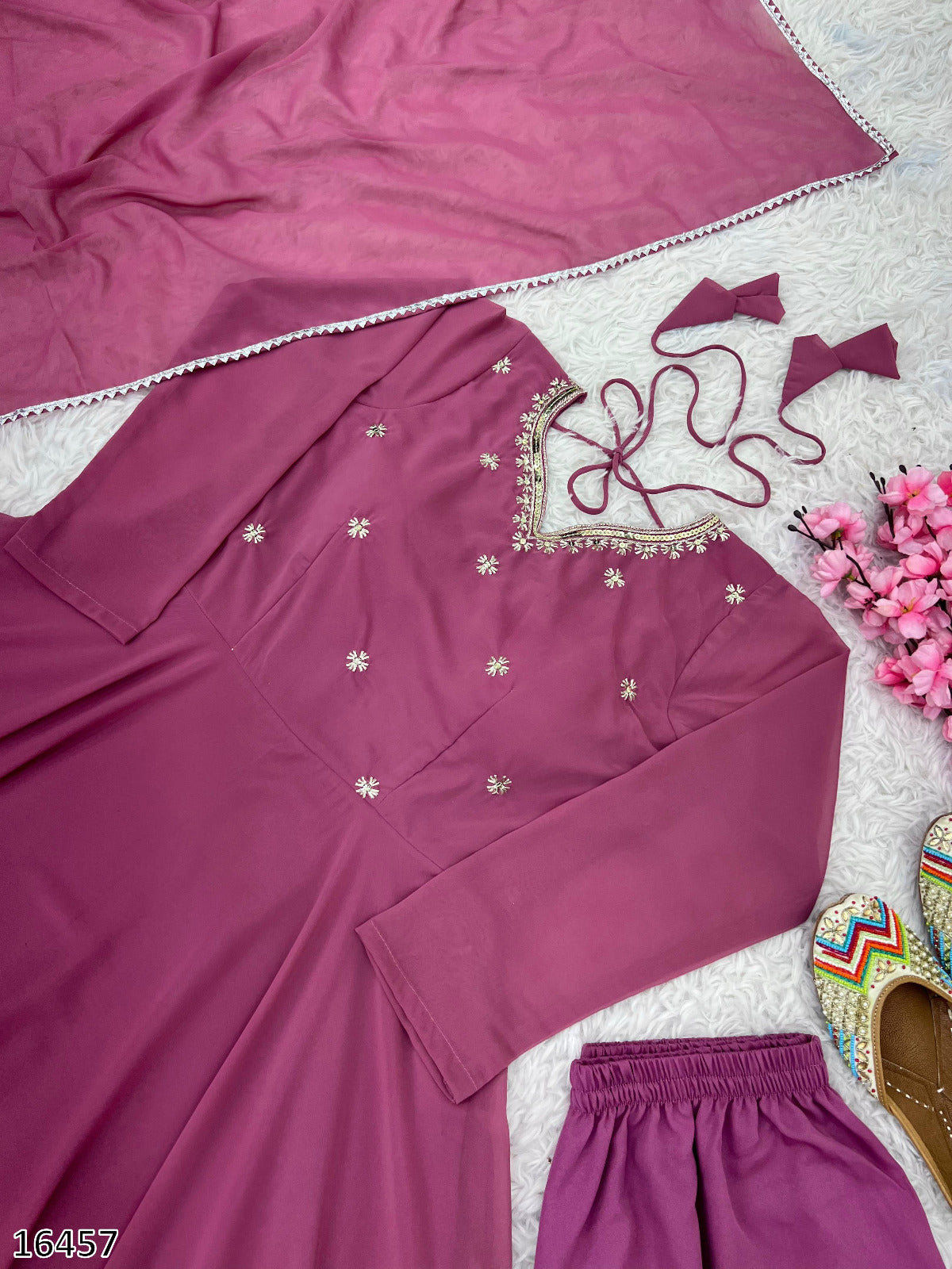 Designer Faux Georgette Gown with Dupatta Set