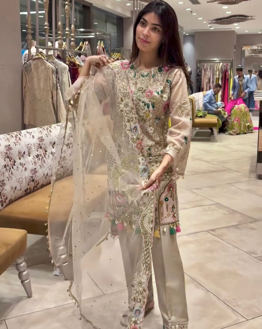 Designer Faux Georgette Party Wear Suit with Heavy Embroidery, Sequins