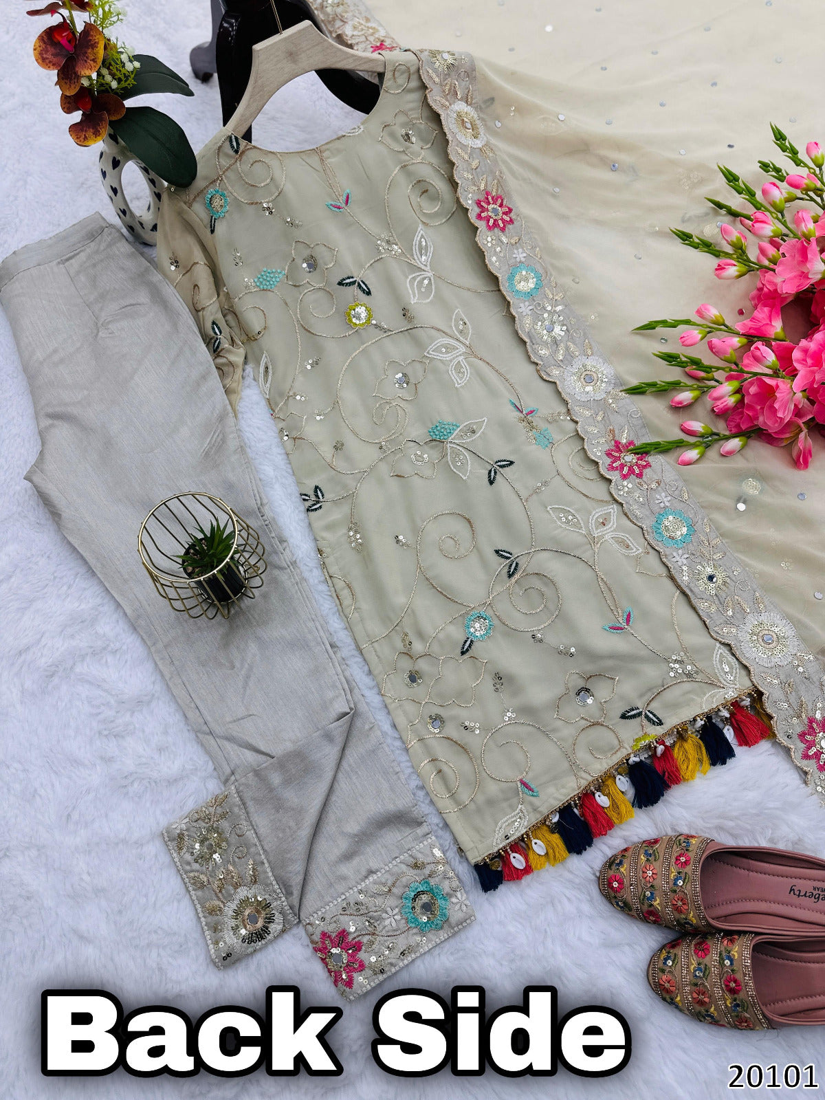 Designer Faux Georgette Party Wear Suit with Heavy Embroidery, Sequins