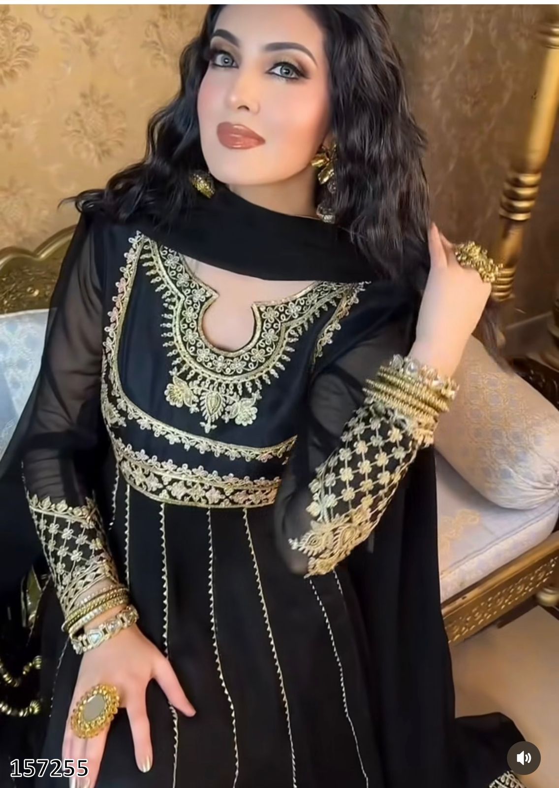 Premium Designer Party Wear Black Gown: Fox Georgette Gown with Pant & Dupatta – Heavy Sequins Embroidery