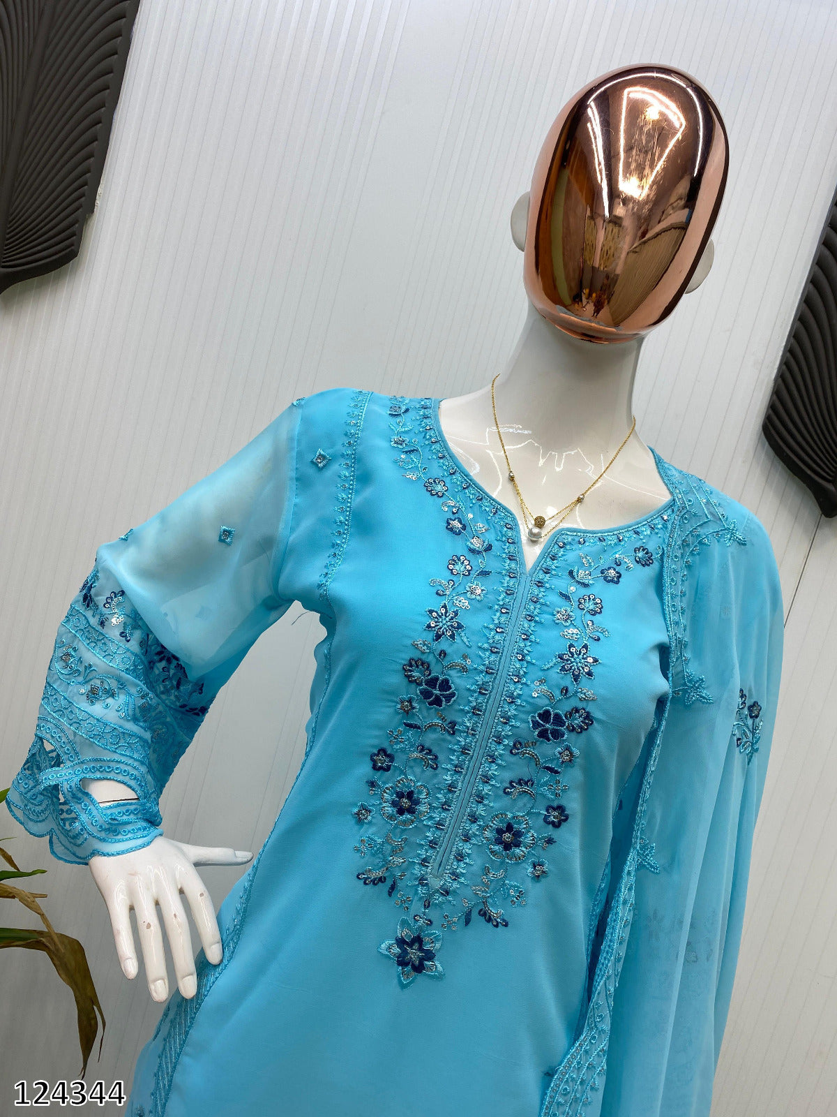 Designer Georgette Suit with Sequence Embroidery & Cut Work