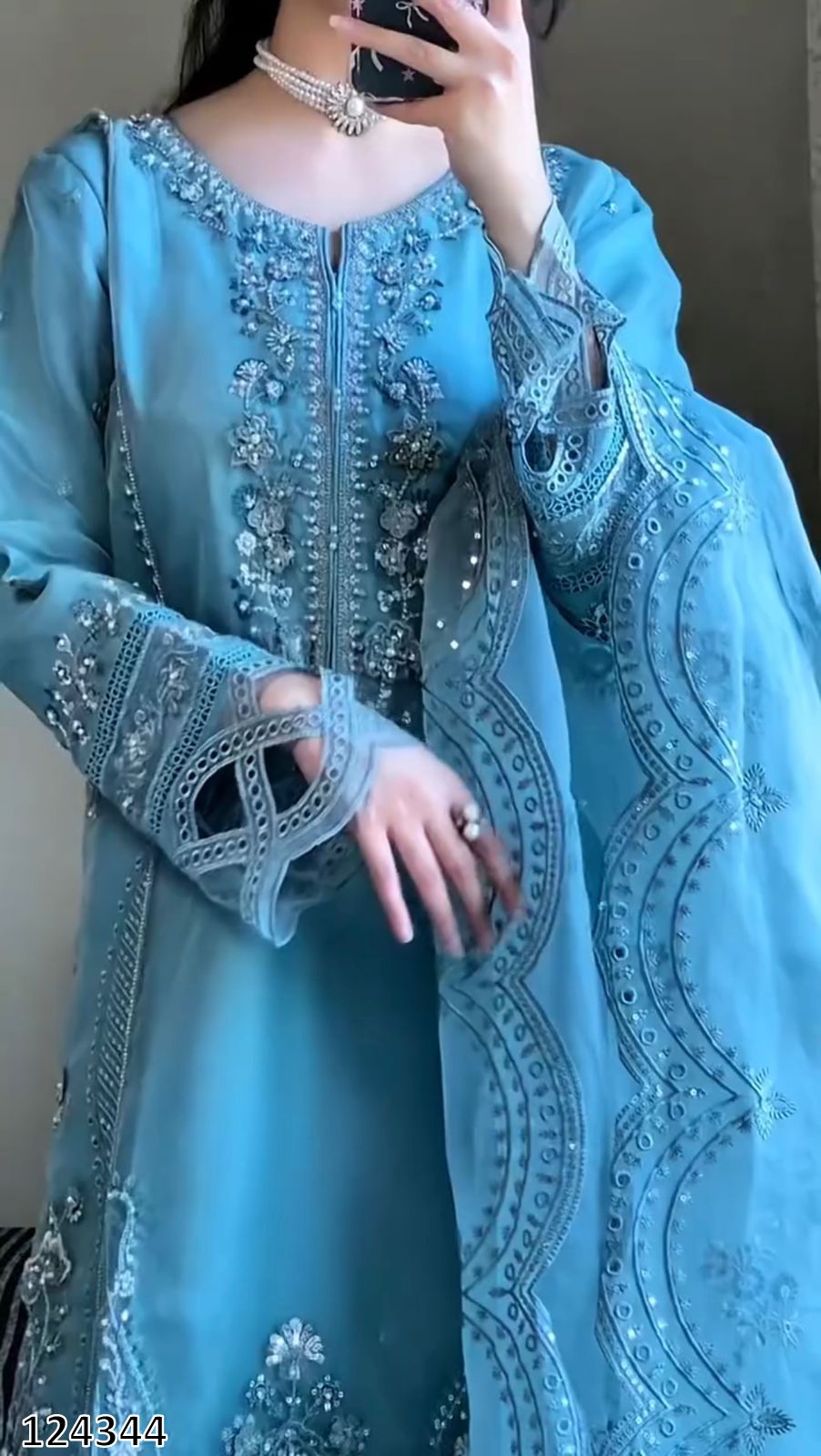 Designer Georgette Suit with Sequence Embroidery & Cut Work