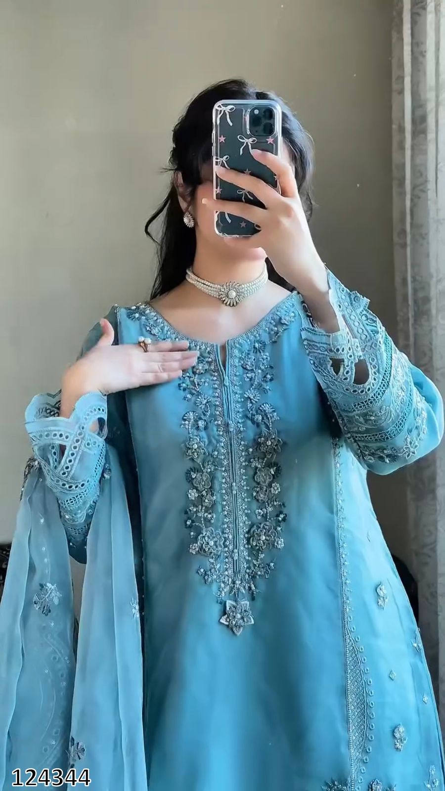 Designer Georgette Suit with Sequence Embroidery & Cut Work