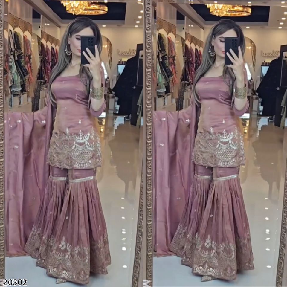 Premium Party Wear Luxurious 3-Piece Designer Fully Flared Sharara Palazzo Perfect for Weddings, Parties & Festive Celebrations