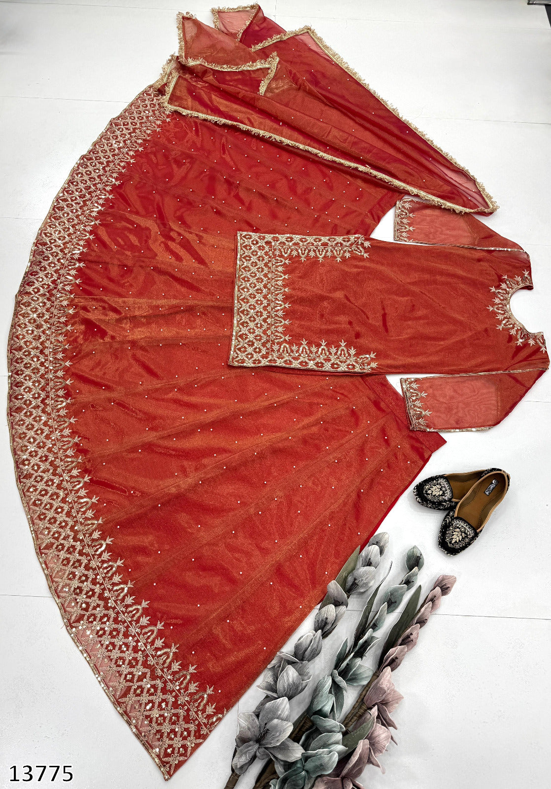 Karwa Chauth Special Dress: Designer Heavy Embroidered Sequence Work Lehenga Set with Dupatta