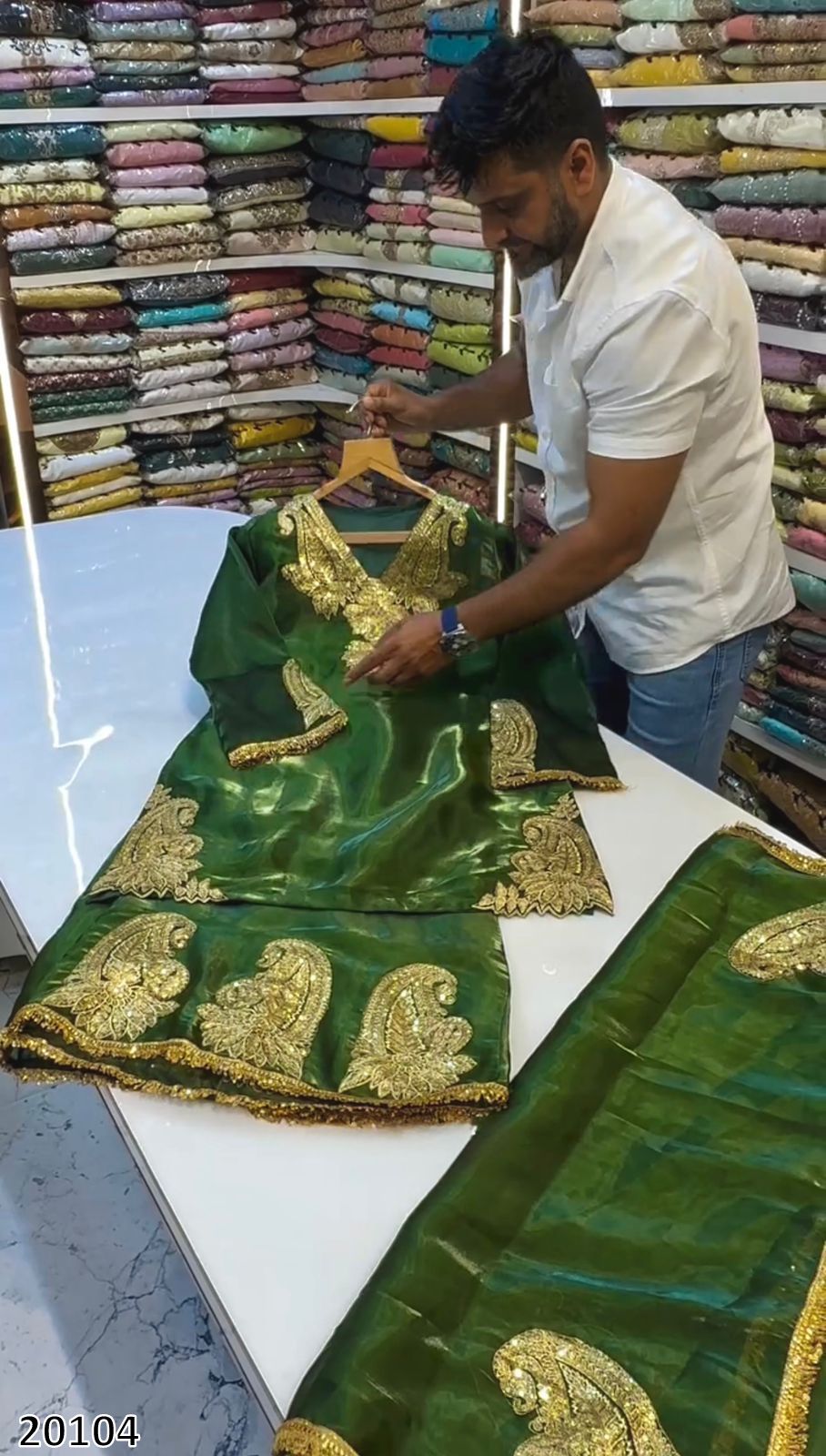 Designer Heavy Jimmy Choo Silk Party Wear Green Plazzo Set with Dupatta
