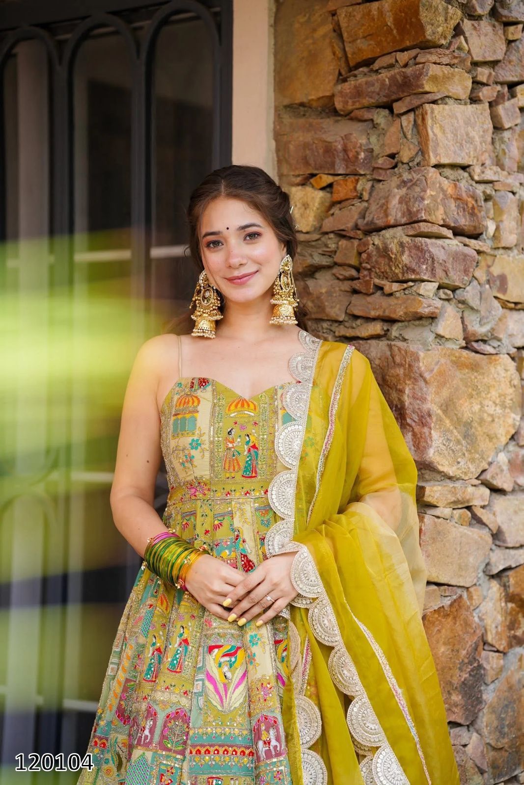 Designer Jimmy Organza Silk Digital Print Anarkali Gown with Georgette Dupatta