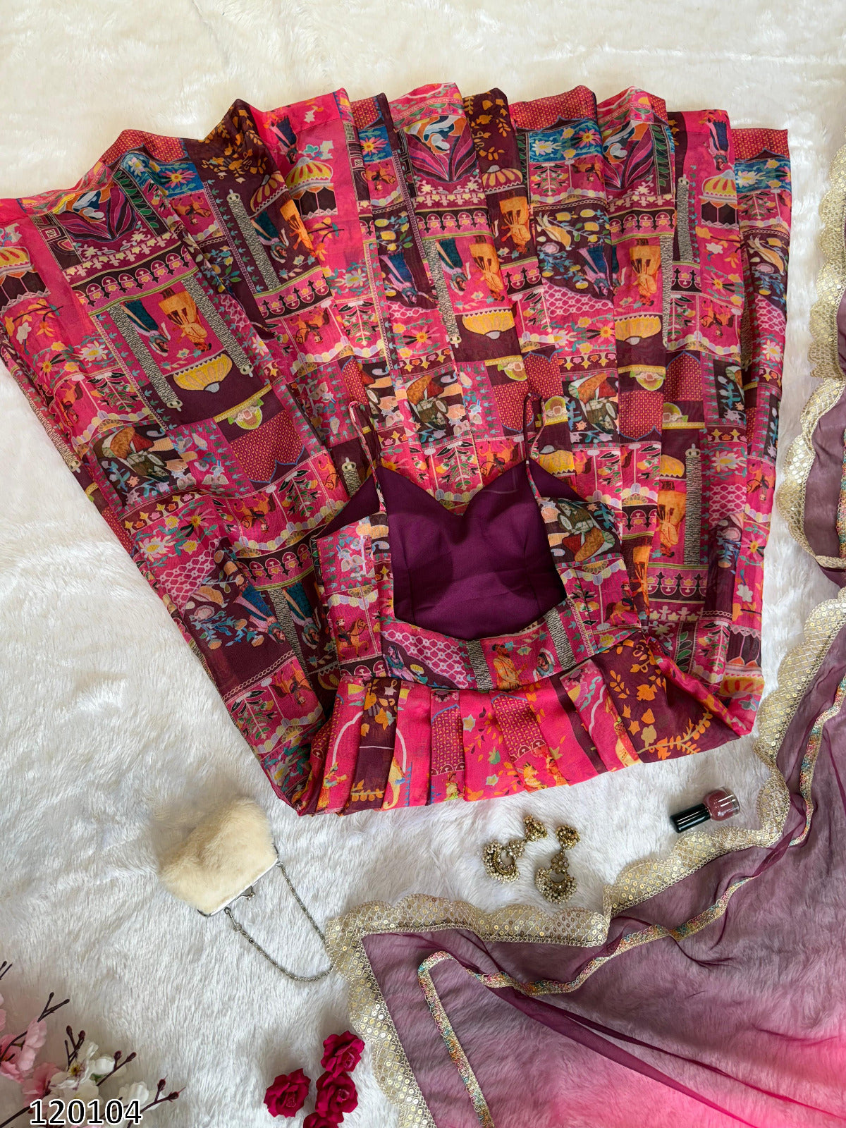 Designer Jimmy Organza Silk Digital Print Anarkali Gown with Georgette Dupatta