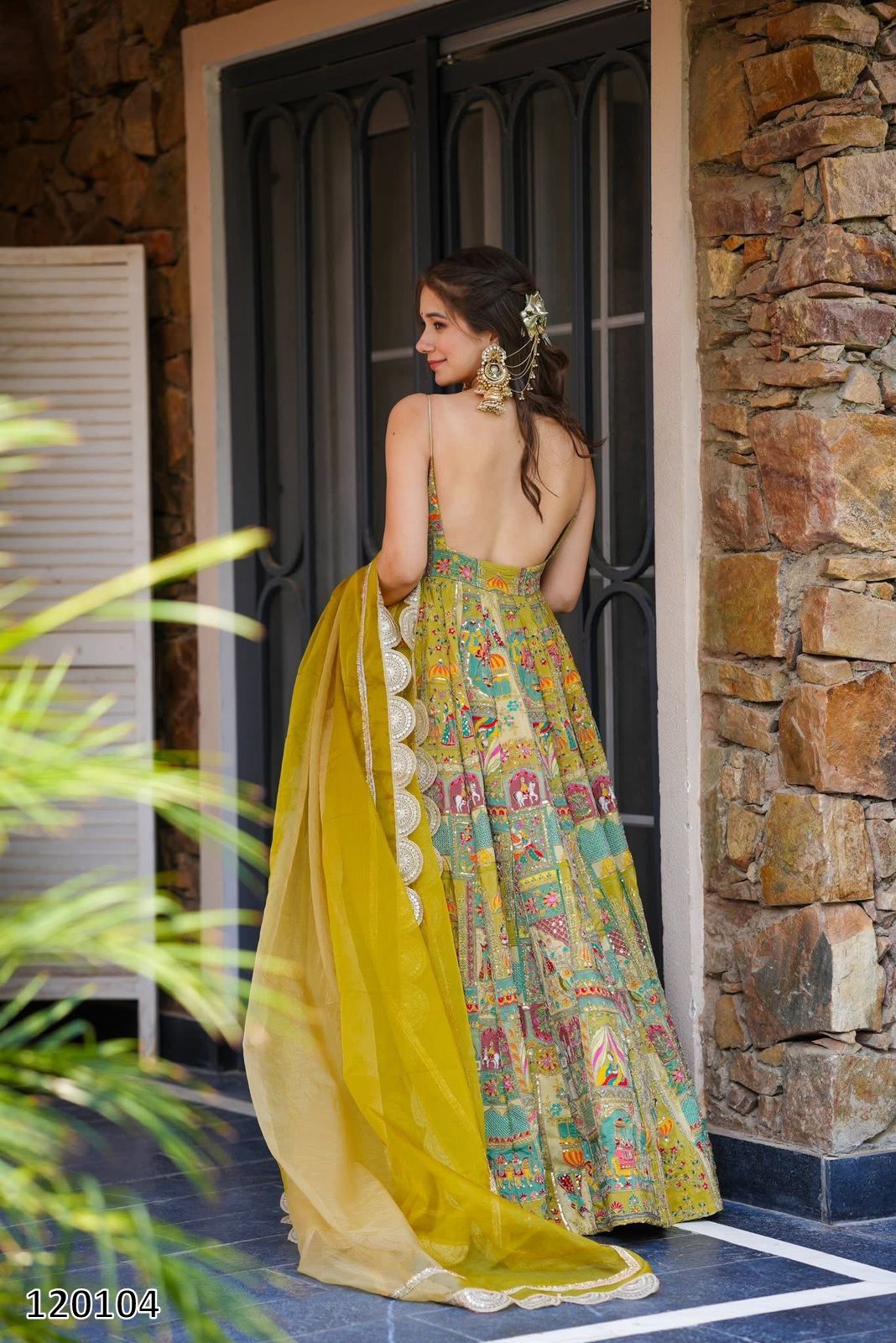 Designer Jimmy Organza Silk Digital Print Anarkali Gown with Georgette Dupatta