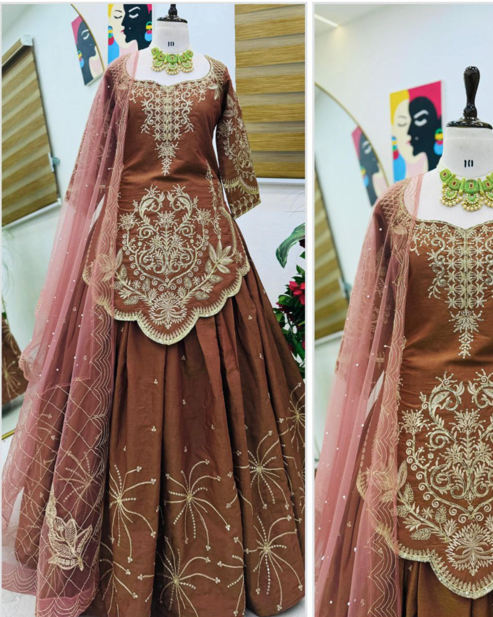 Designer Party Wear Lehenga Set Simmer Silk Top & Lehenga with Embroidery