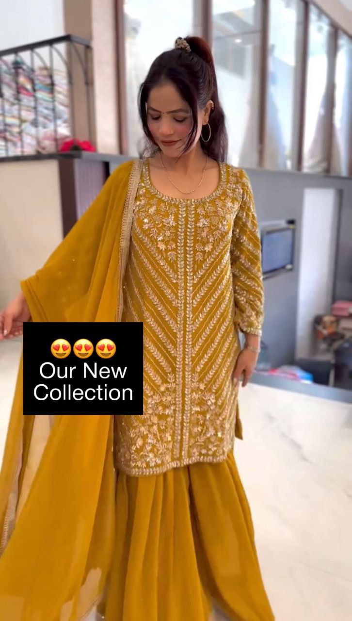 Designer Party Wear Top, Plazzo & Dupatta Set with Heavy Embroidery β Fully Stitched & Ready to Wear