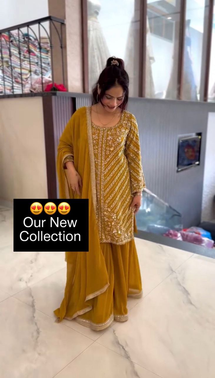 Designer Party Wear Top, Plazzo & Dupatta Set with Heavy Embroidery β Fully Stitched & Ready to Wear