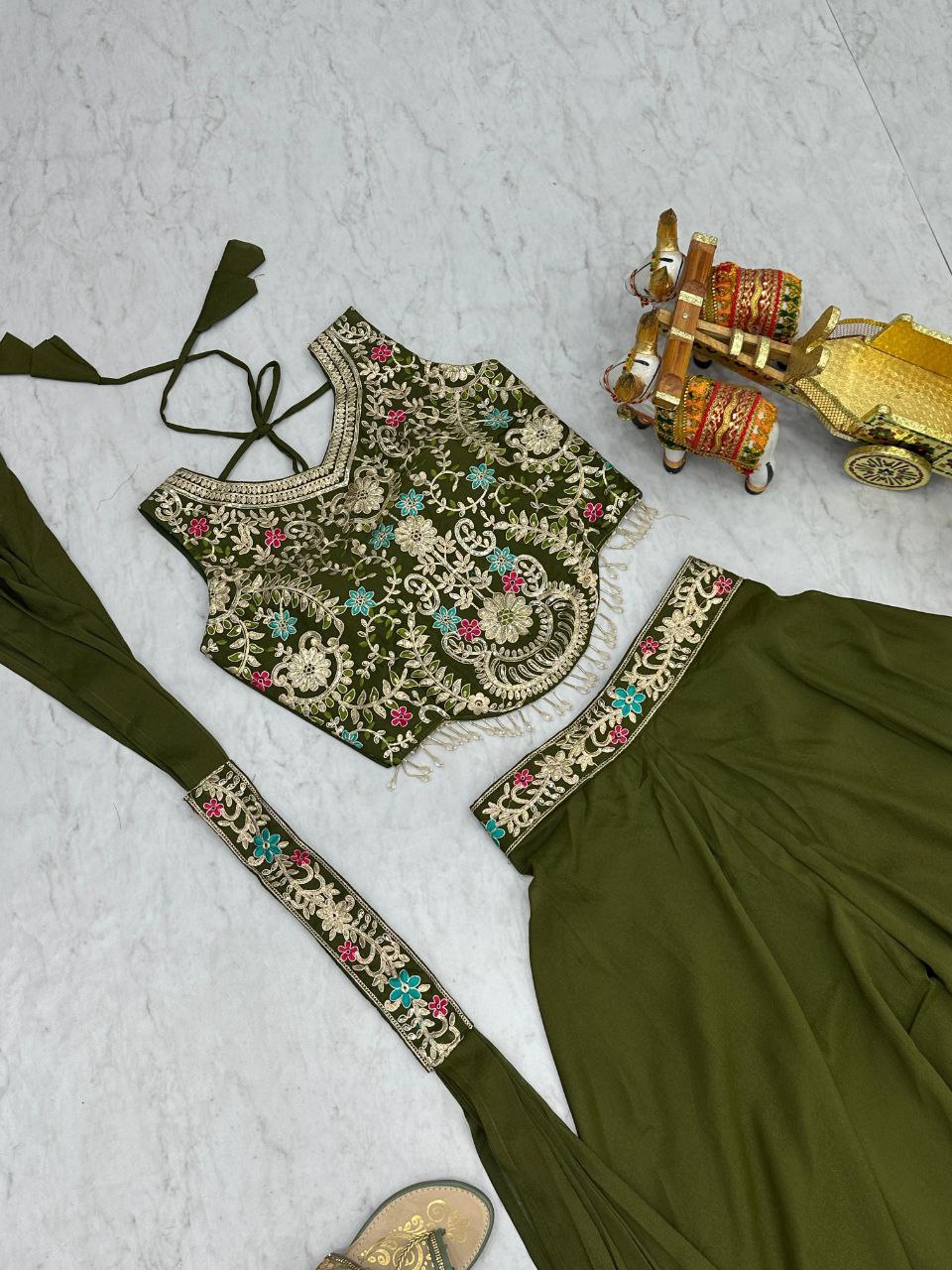 Designer Plazzo Set with Dupatta | Embroidered Georgette Blouse | Fully Stitched