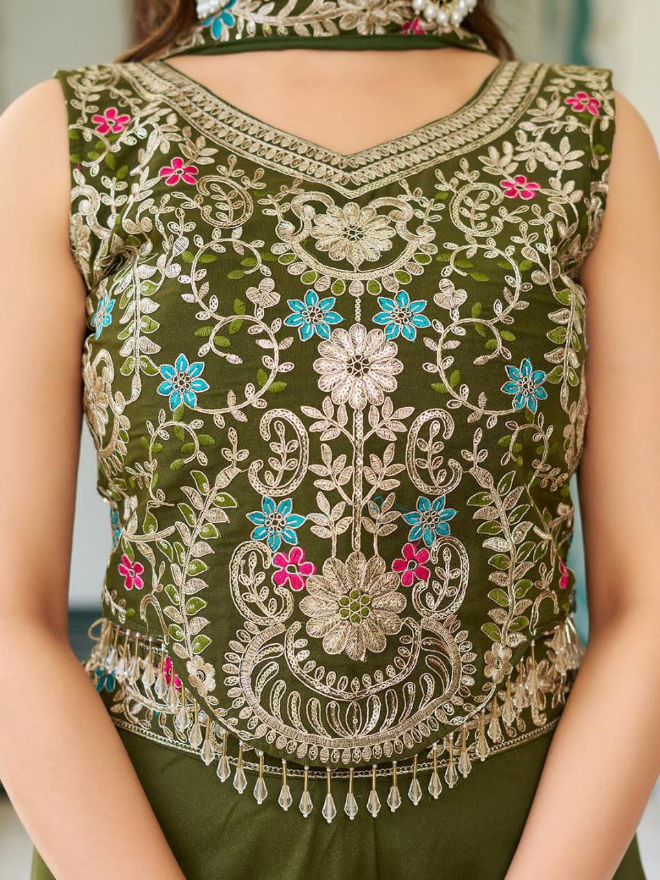 Designer Plazzo Set with Dupatta | Embroidered Georgette Blouse | Fully Stitched