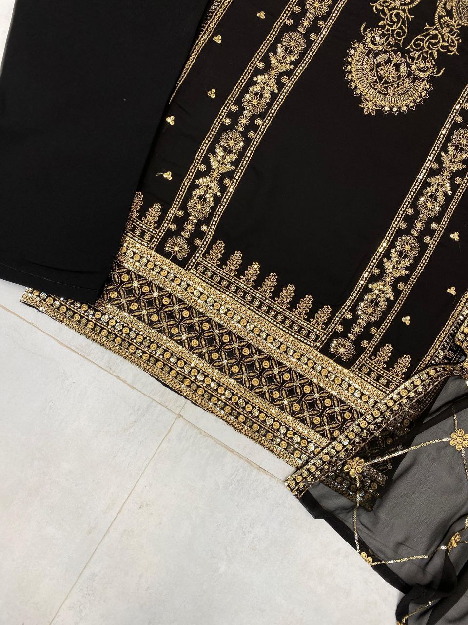 Designer Trending Faux Georgette Embroidered Top, Pant & Dupatta Set