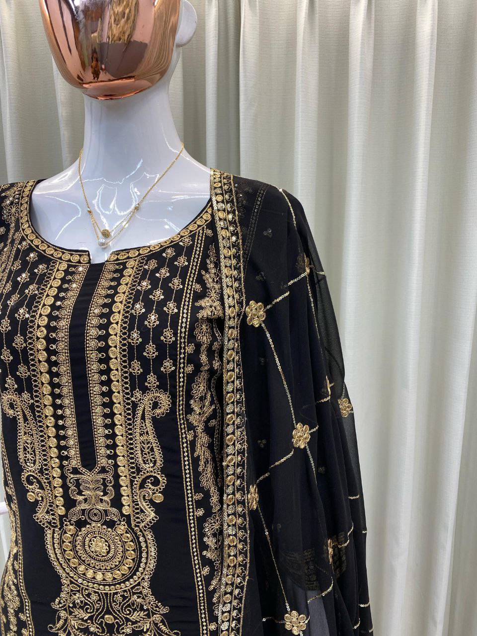 Designer Trending Faux Georgette Embroidered Top, Pant & Dupatta Set