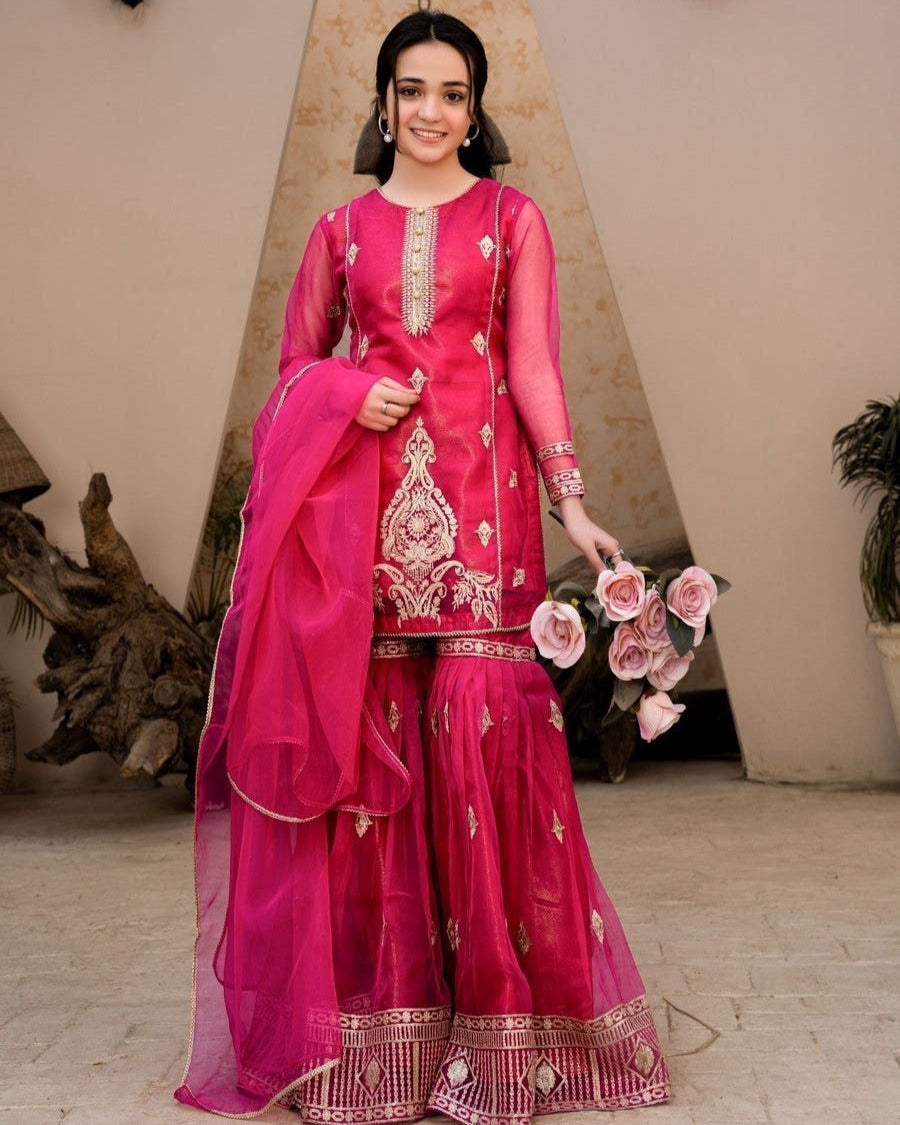 Diamond Georgette Partywear Palazzo Set with Dupatta | Sequin Embroidery | Fully Stitched