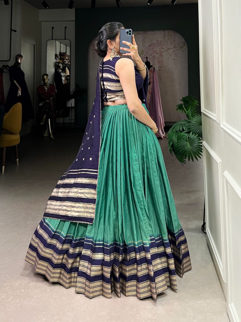 Elegant Chanderi Lehenga Choli Set with Zari Weaving Work