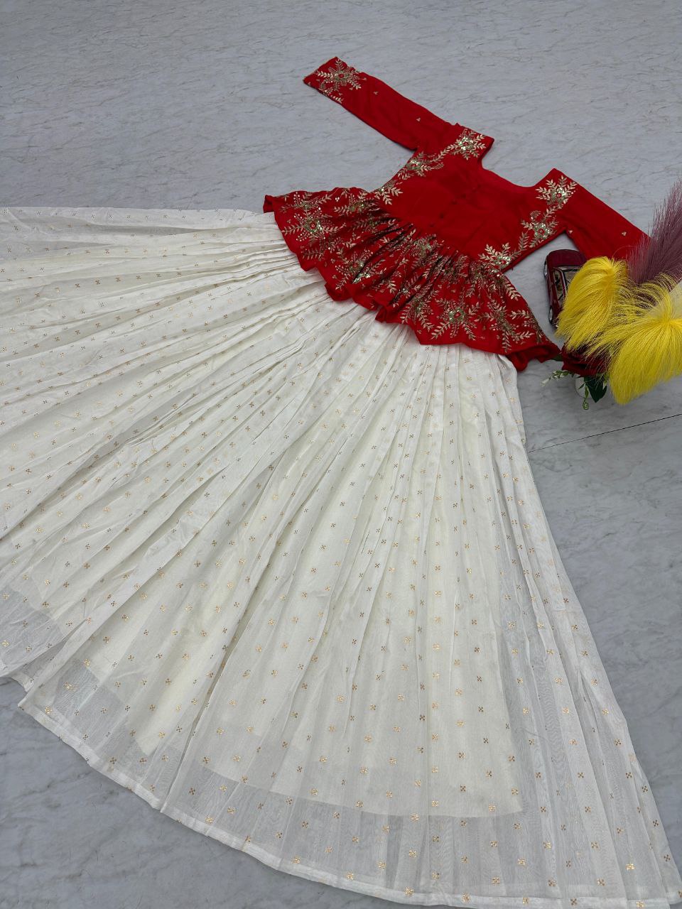 Elegant Chinon Crop Top & Jacquard Lehenga β A Timeless Statement