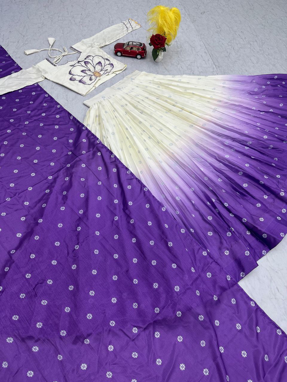 Elegant Chinon Lehenga Choli with Real Handwork & Digital Print Dupatta