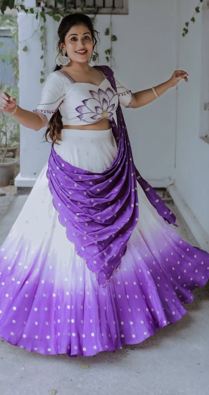 Elegant Chinon Lehenga Choli with Real Handwork & Digital Print Dupatta