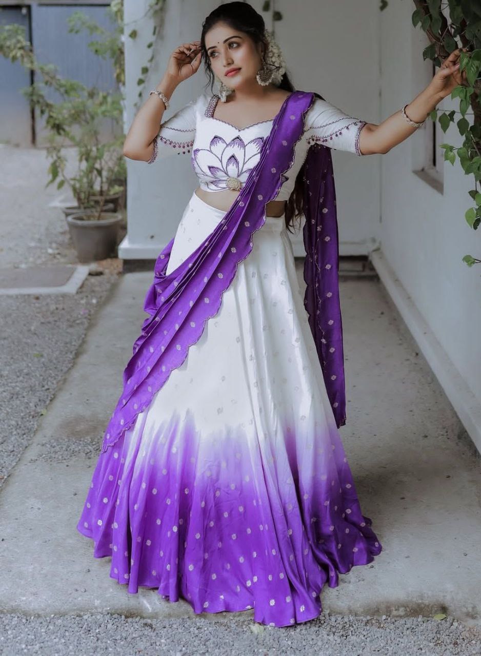Elegant Chinon Lehenga Choli with Real Handwork & Digital Print Dupatta