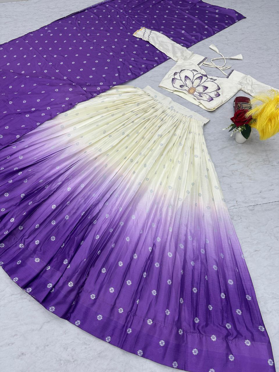 Elegant Chinon Lehenga Choli with Real Handwork & Digital Print Dupatta