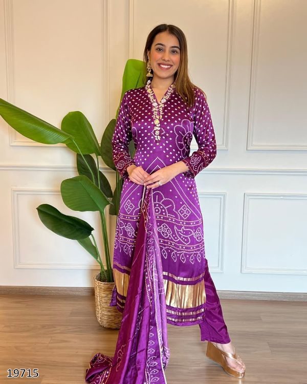 Elegant Chinon Silk Festive Wear Set β Kurti, Pant & Dupatta