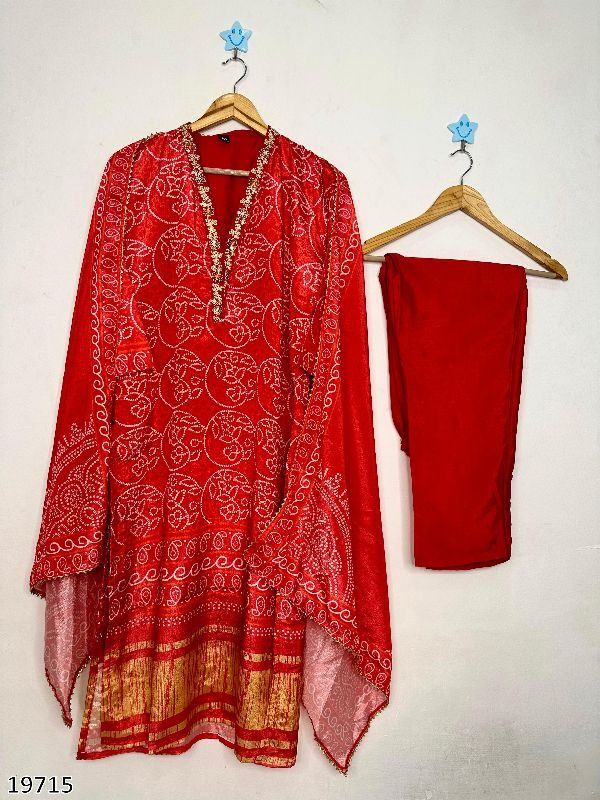 Elegant Chinon Silk Festive Wear Set β Kurti, Pant & Dupatta