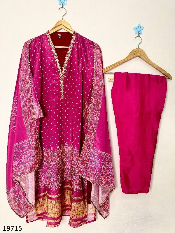 Elegant Chinon Silk Festive Wear Set β Kurti, Pant & Dupatta