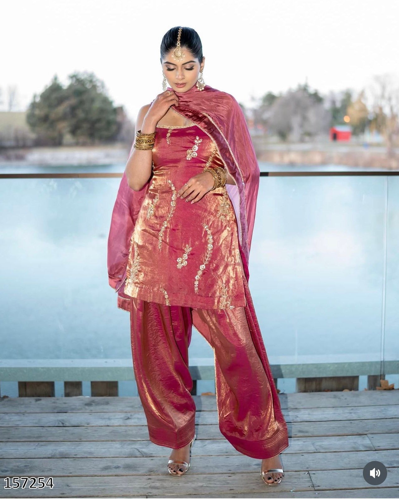 Elegant Fendy Silk Embroidered Farshi Suit with Dupatta – Premium Party Wear