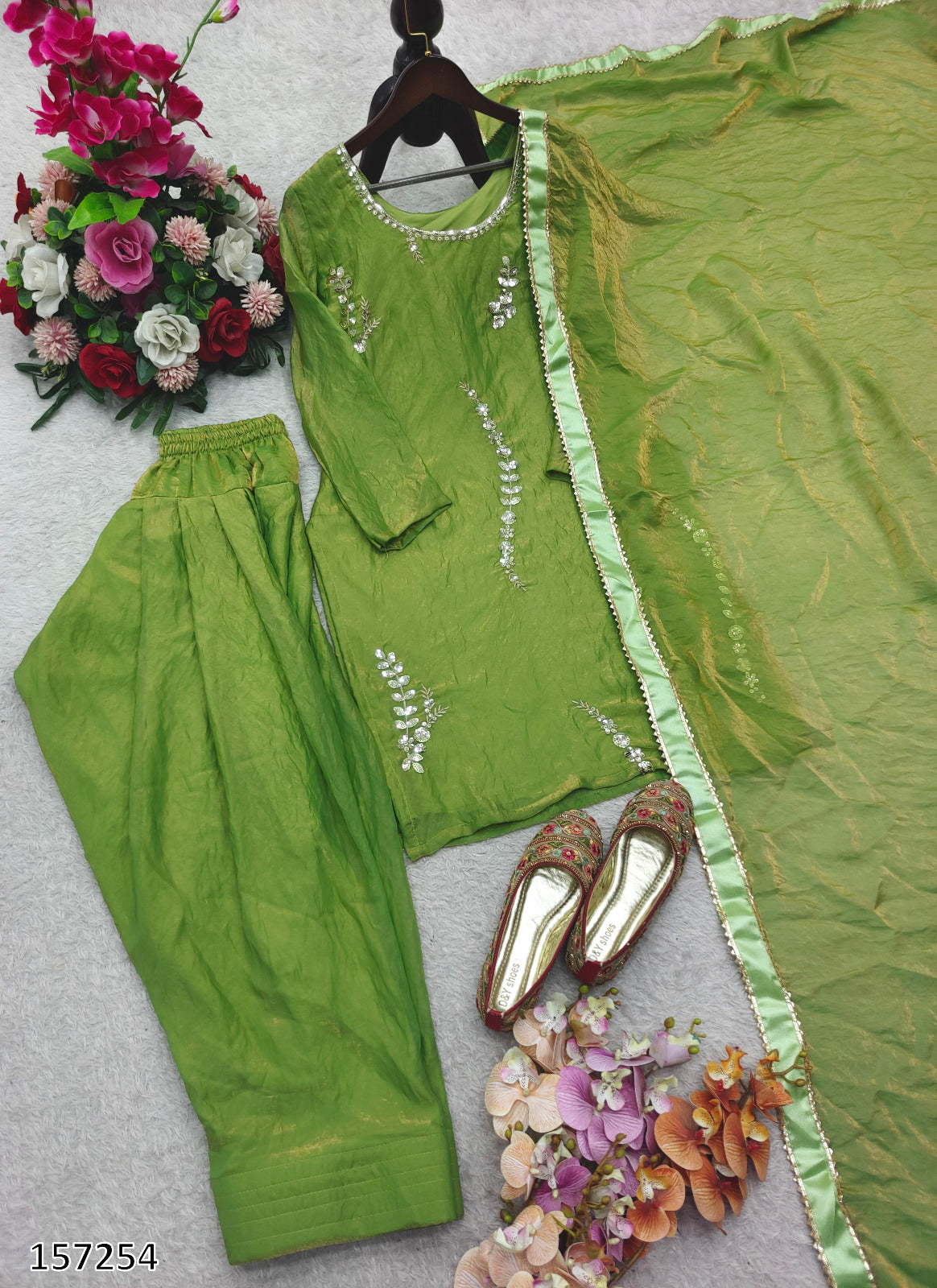 Elegant Fendy Silk Embroidered Farshi Suit with Dupatta – Premium Party Wear