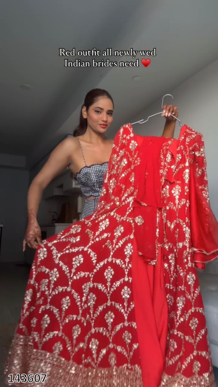 Red Gown Suit Dress For Karwa Chauth: Elegant Fox Georgette Party Wear Suit with Thread & Sequence Work