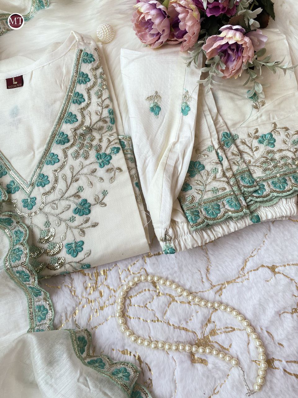 Elegant Pakistani White Bul Bul Suit Set with Embroidery & Sharara