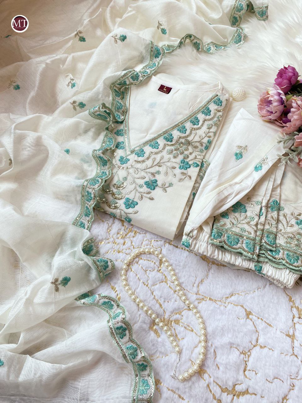 Elegant Pakistani White Bul Bul Suit Set with Embroidery & Sharara
