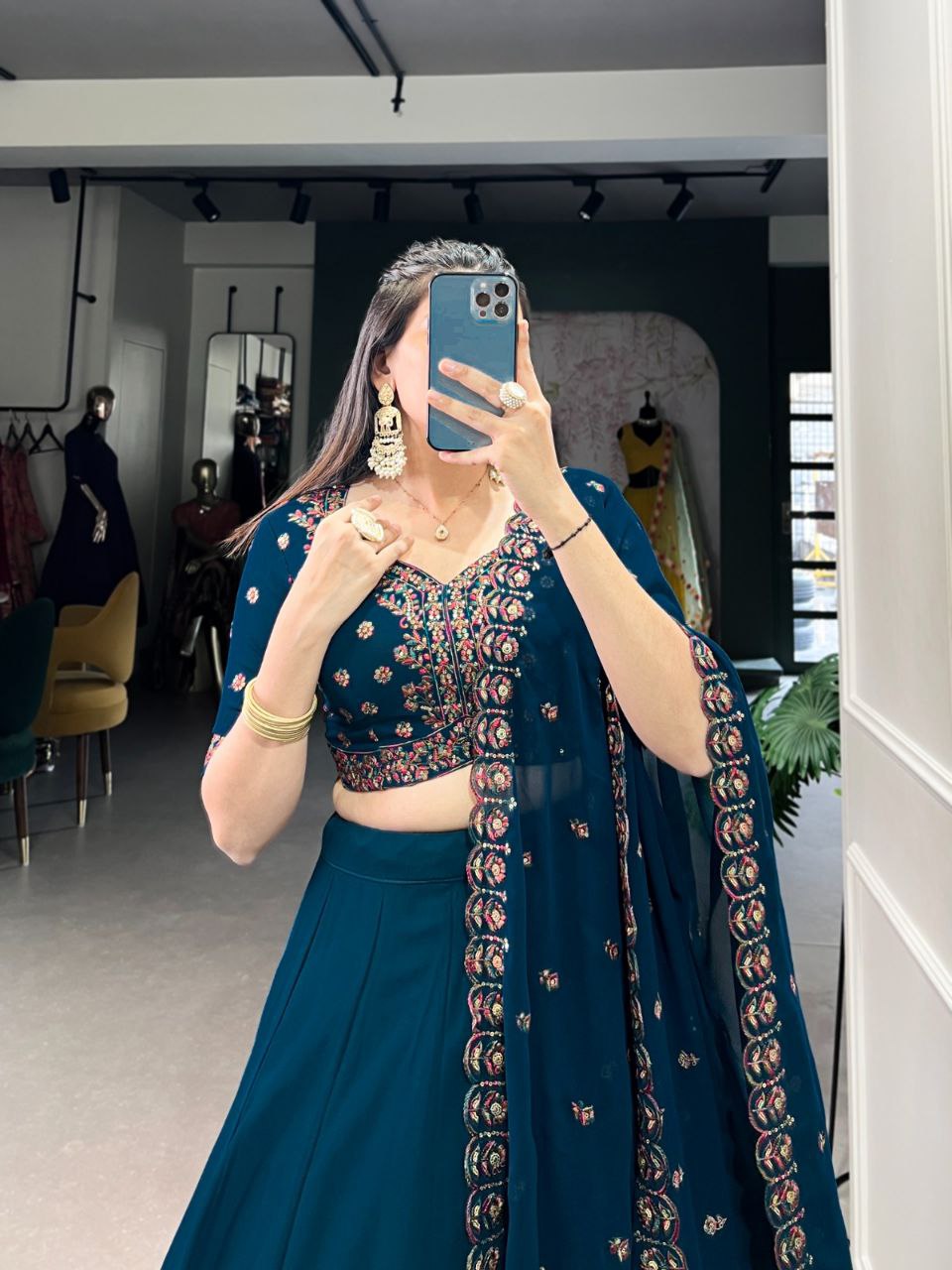 Ethereal Georgette Lehenga Choli Set – A Fusion of Grace and Style