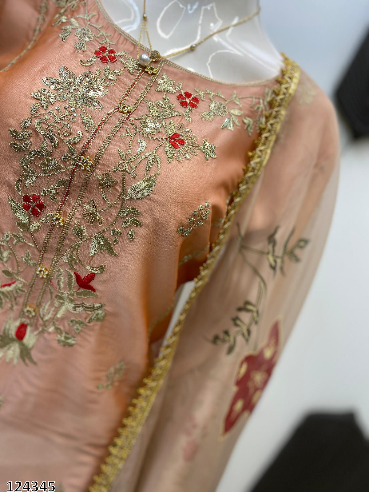 Exclusive Designer Heavy Chinon Suit with Sequence Embroidery