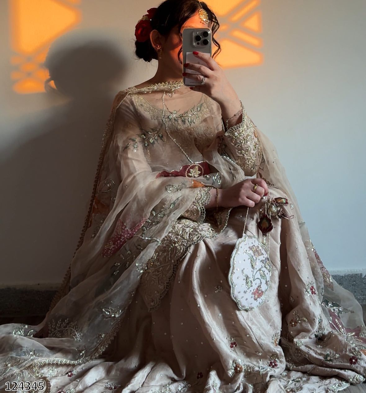 Exclusive Designer Heavy Chinon Suit with Sequence Embroidery