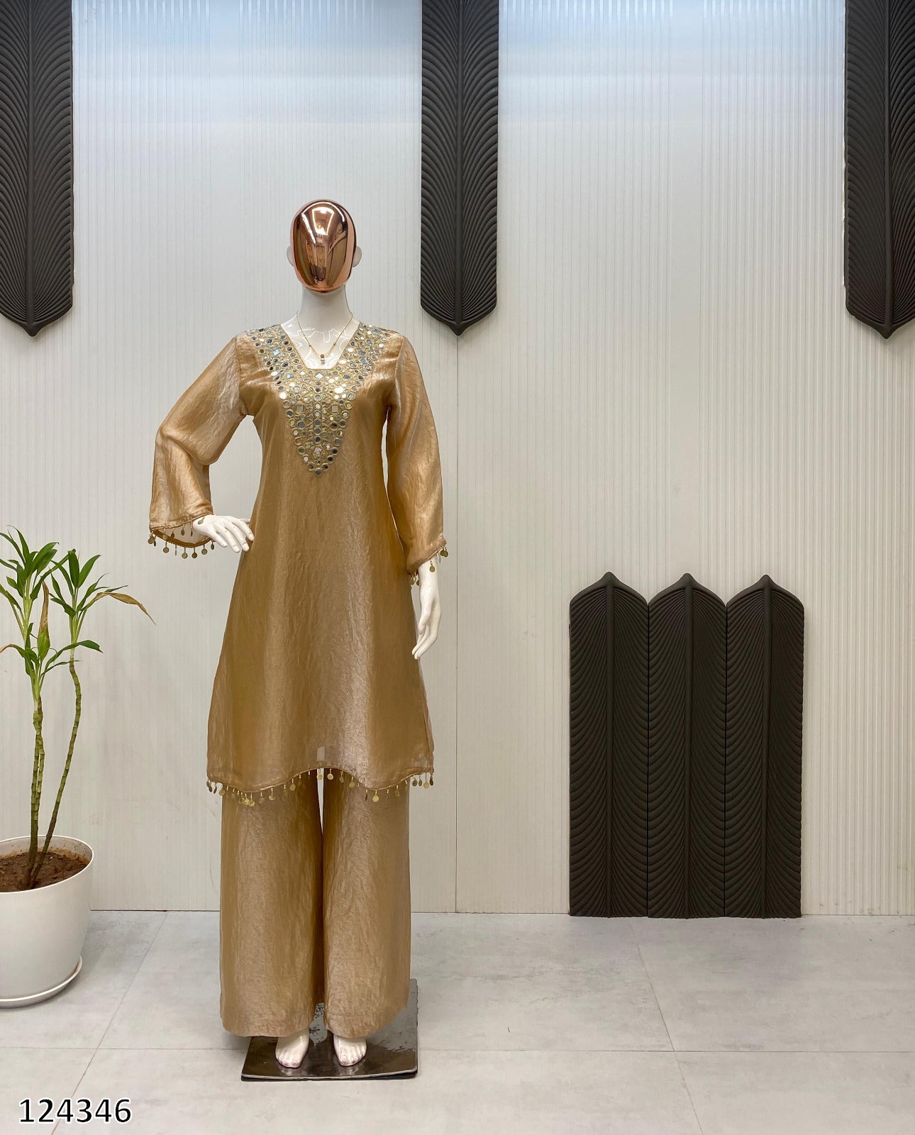 Exclusive Fendy Plazzo Set with Mirror & Embroidery Work