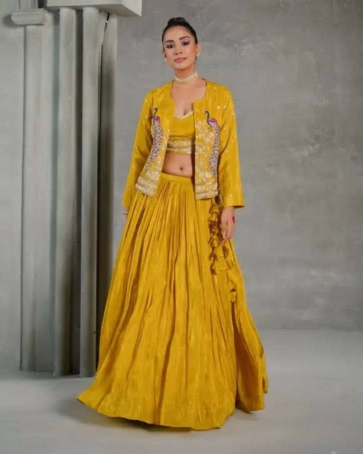 Festival Special Crop Top with Jacket Set