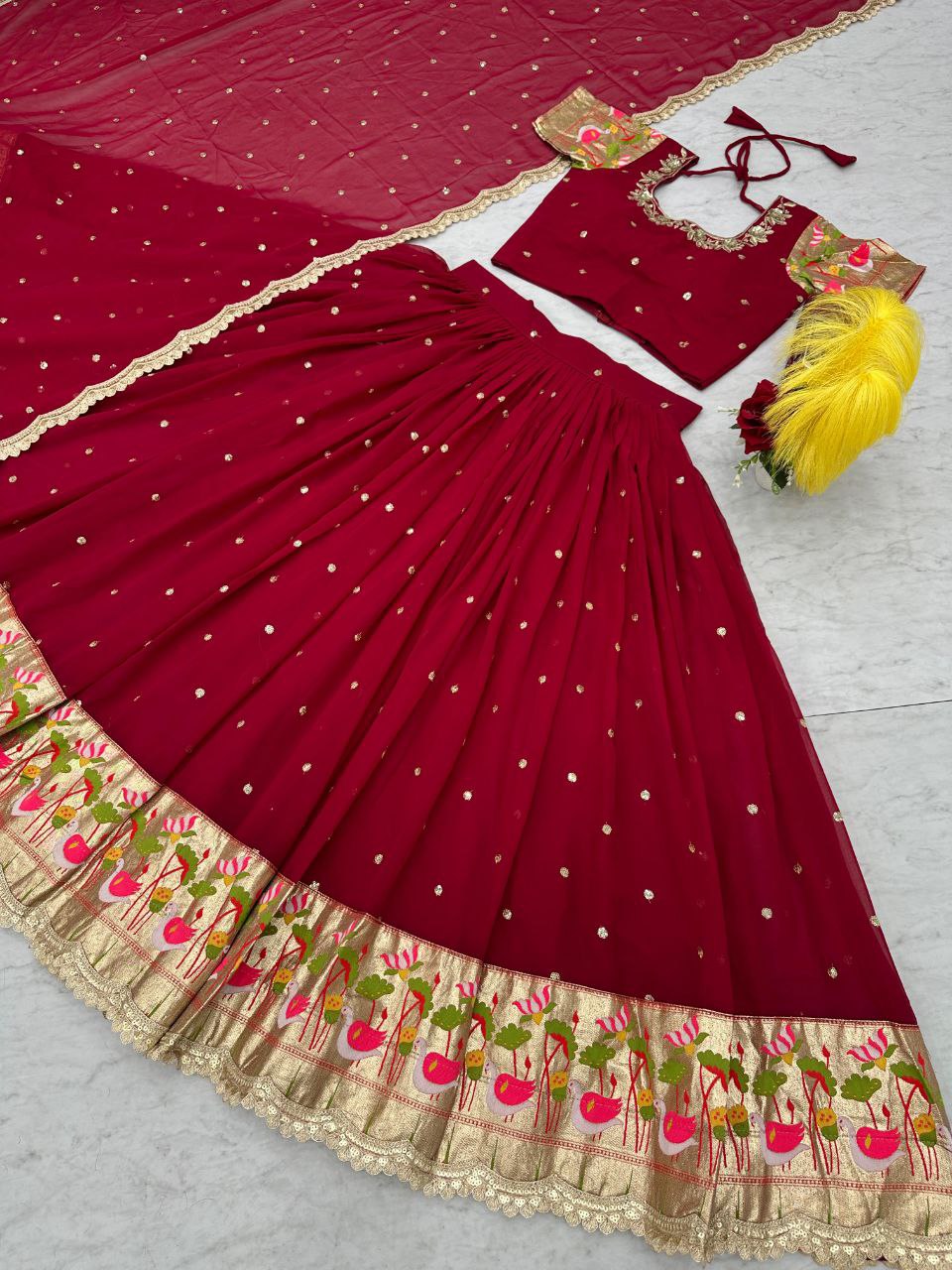Festival Special Georgette Embroidered Lehenga Choli Set with Dupatta