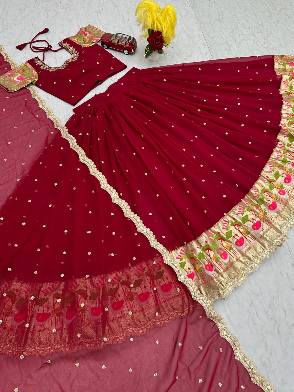 Festival Special Georgette Embroidered Lehenga Choli Set with Dupatta